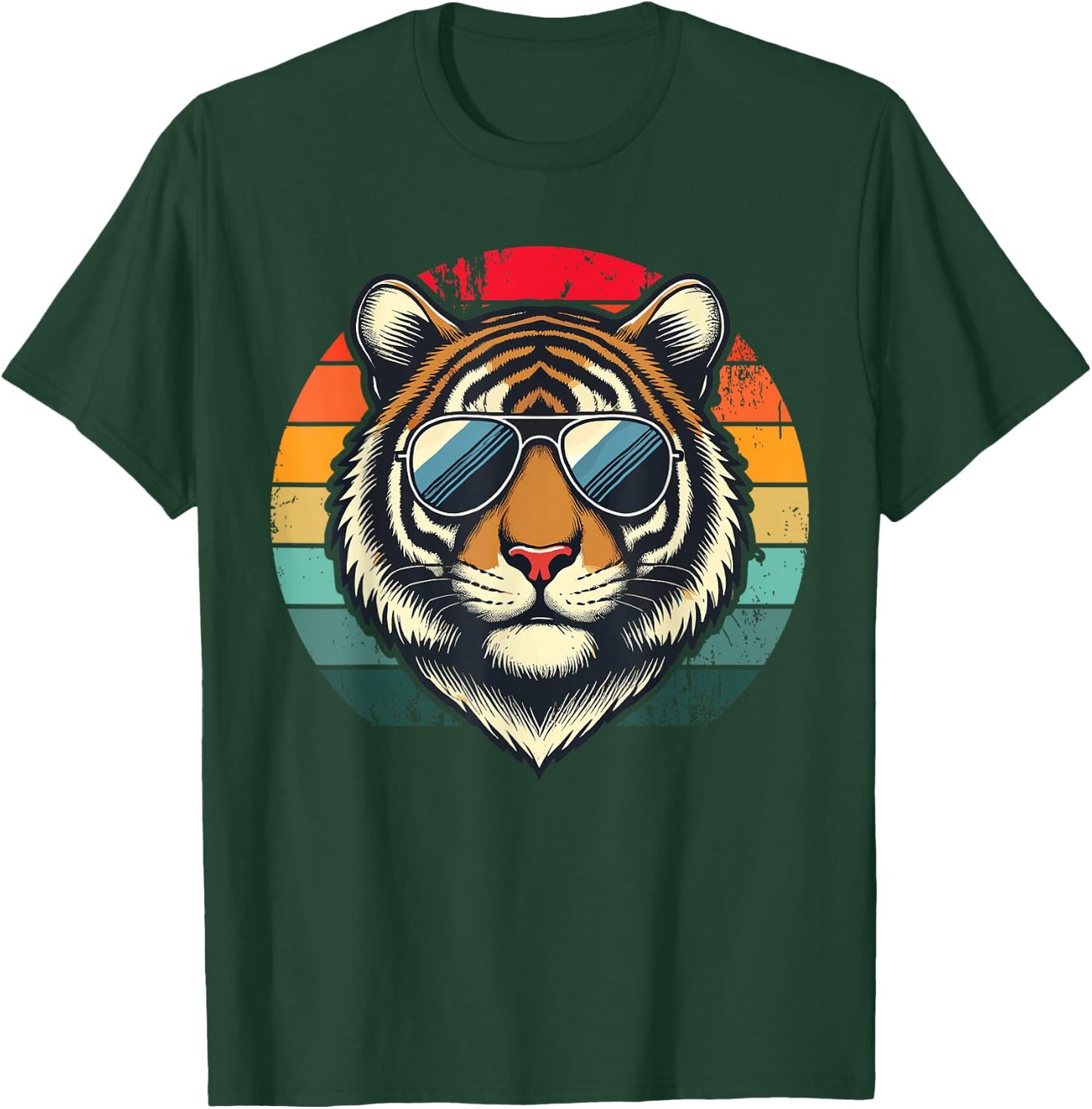 Retro Tiger in Sunglasses Men Women Kids Novelty Funny Tiger T-Shirt - T-Shirt | Forest