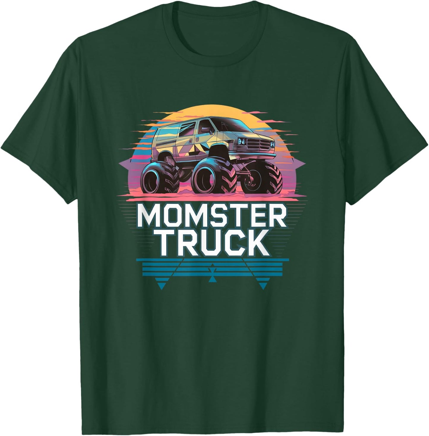 Momster Truck Retro Van Cool Mom School Drop Off T-Shirt - T-Shirt | Forest