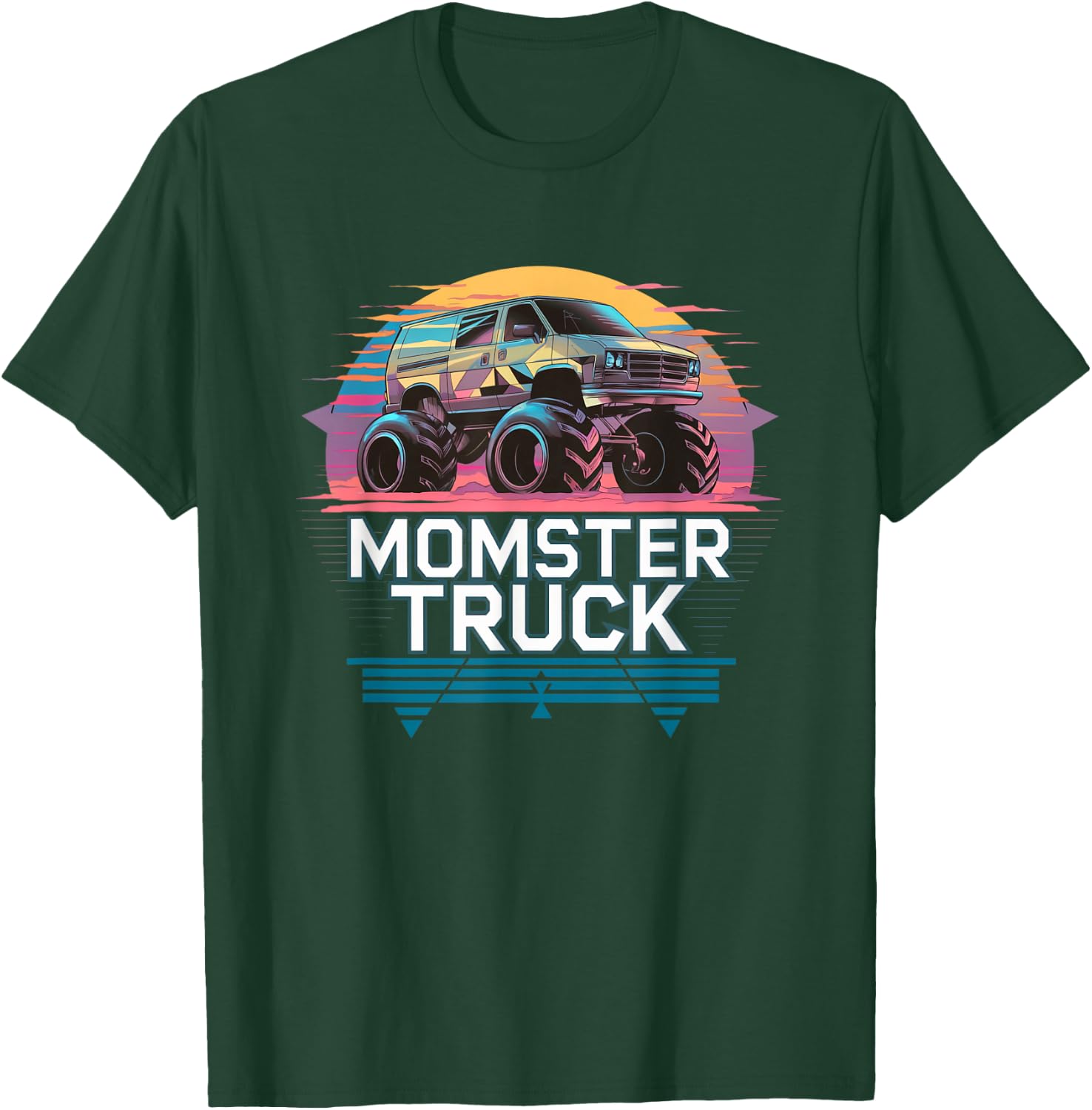Momster Truck Retro Van Cool Mom School Drop Off T-Shirt - T-Shirt | Forest