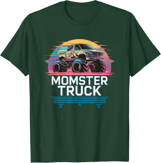 Momster Truck Retro Van Cool Mom School Drop Off T-Shirt - T-Shirt | Forest