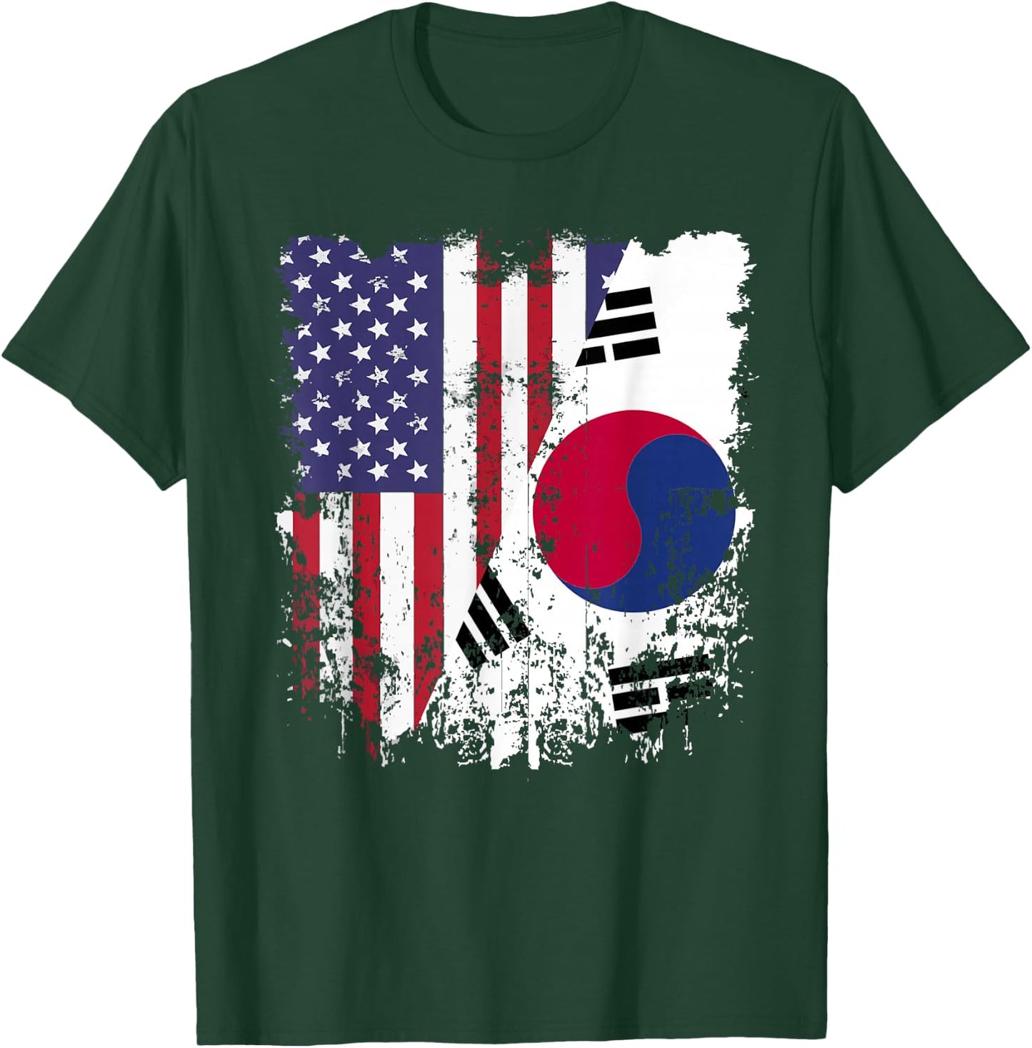 Korean Roots Half American Flag Korea Flag T-Shirt - T-Shirt | Forest