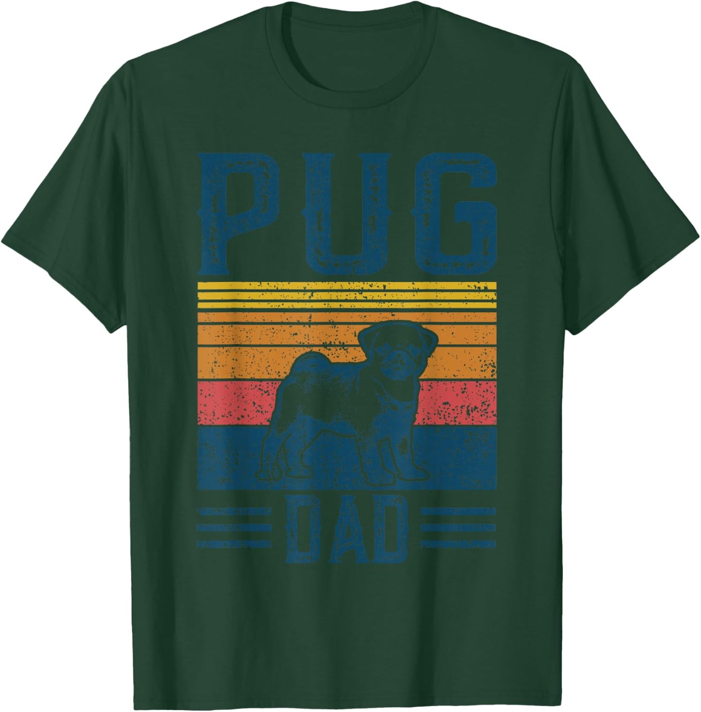 Dog | Pug Papa - Vintage Pug Dad T-Shirt - T-Shirt | Forest