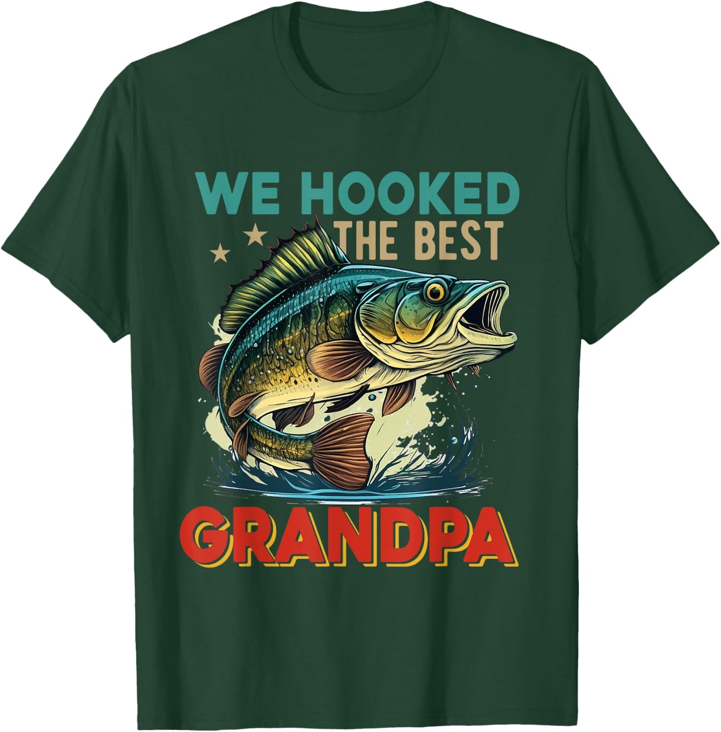 Vintage Retro We Hooked The Best Grandpa Father's Day Fisher T-Shirt - T-Shirt | Forest