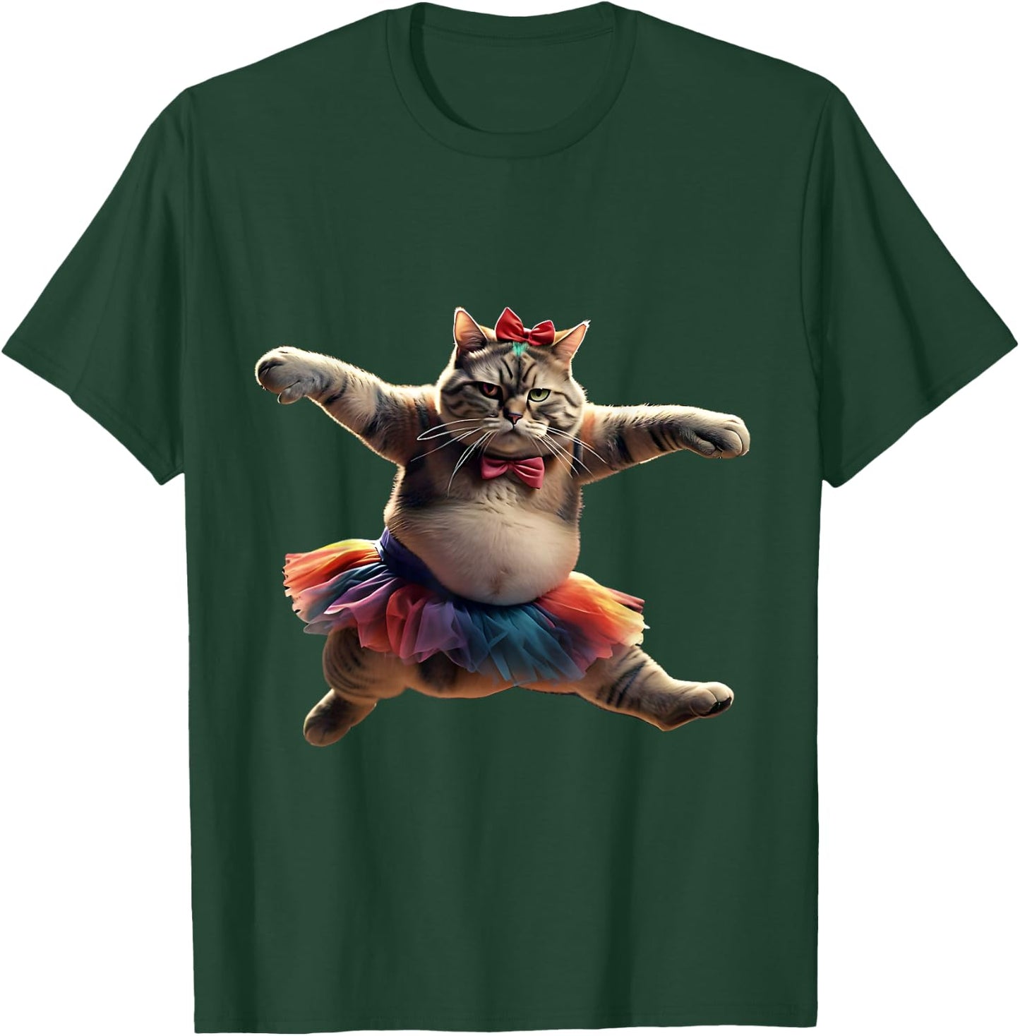 Funny Ballet Kitty Cat with a Big Belly Wearing a Tutu. Men Women T-Shirt - T-Shirt | Forest