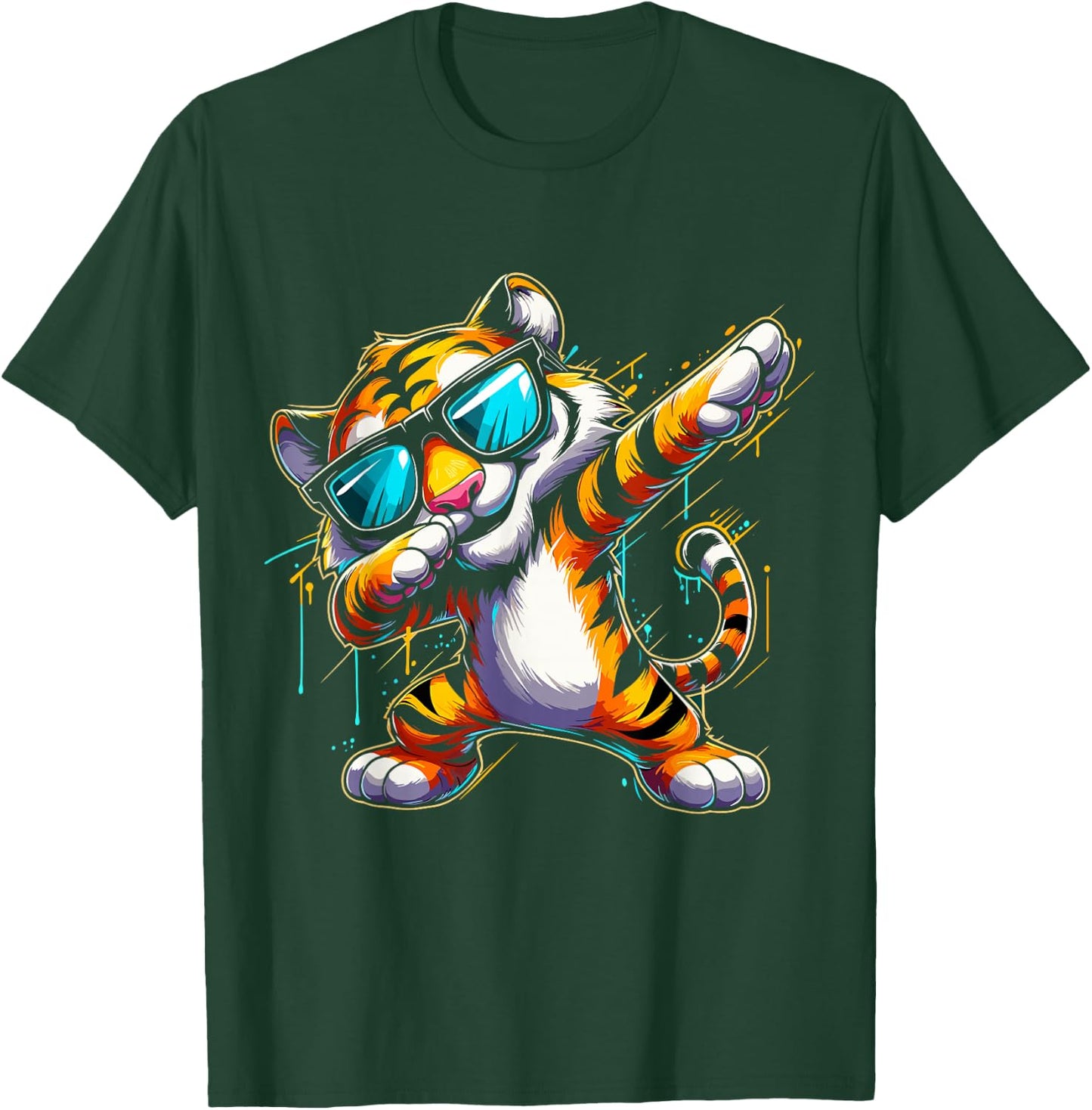 Dabbing Tiger With Sunglasses Cool Dabbing Tiger T-Shirt - T-Shirt | Forest