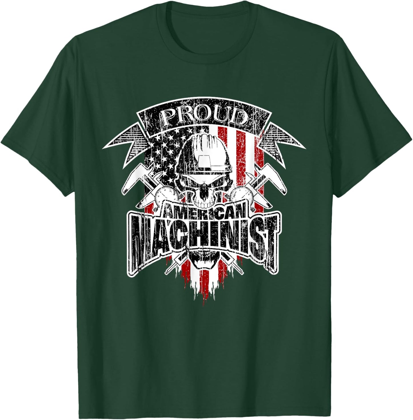 Proud Patriotic Machinist with American Flag Women Men T-Shirt - T-Shirt | Forest