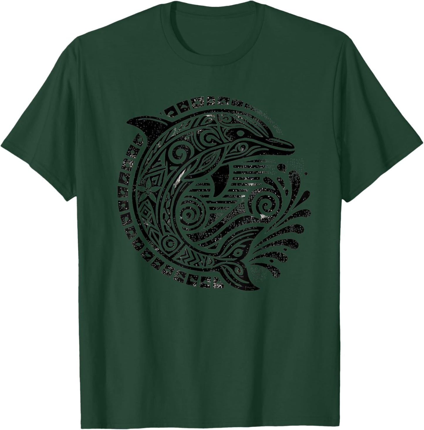 Grunge Hawaiian Tribal Dolphin T-Shirt - T-Shirt | Forest