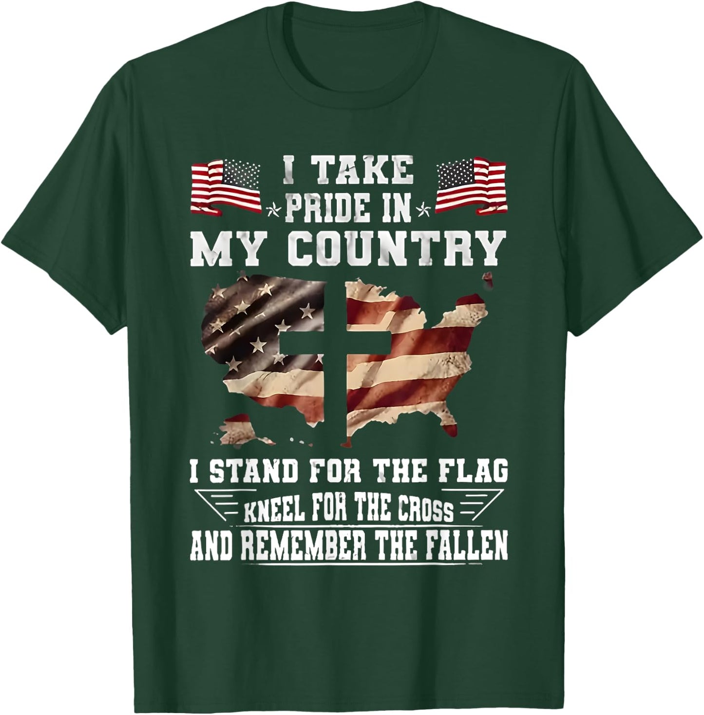 I Take Pride In My Country I Stand For The Flag Kneel USA T-Shirt - T-Shirt | Forest