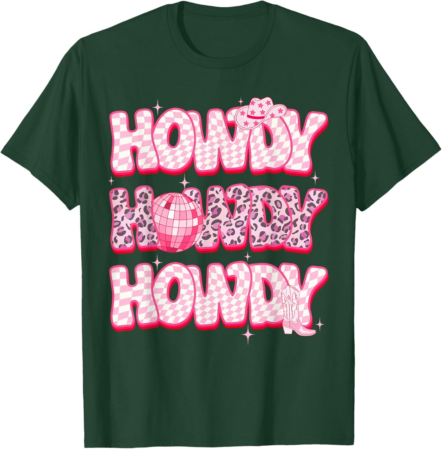 Disco Howdy Western Rodeo Girl Country Pink Cowgirl Leopard T-Shirt - T-Shirt | Forest