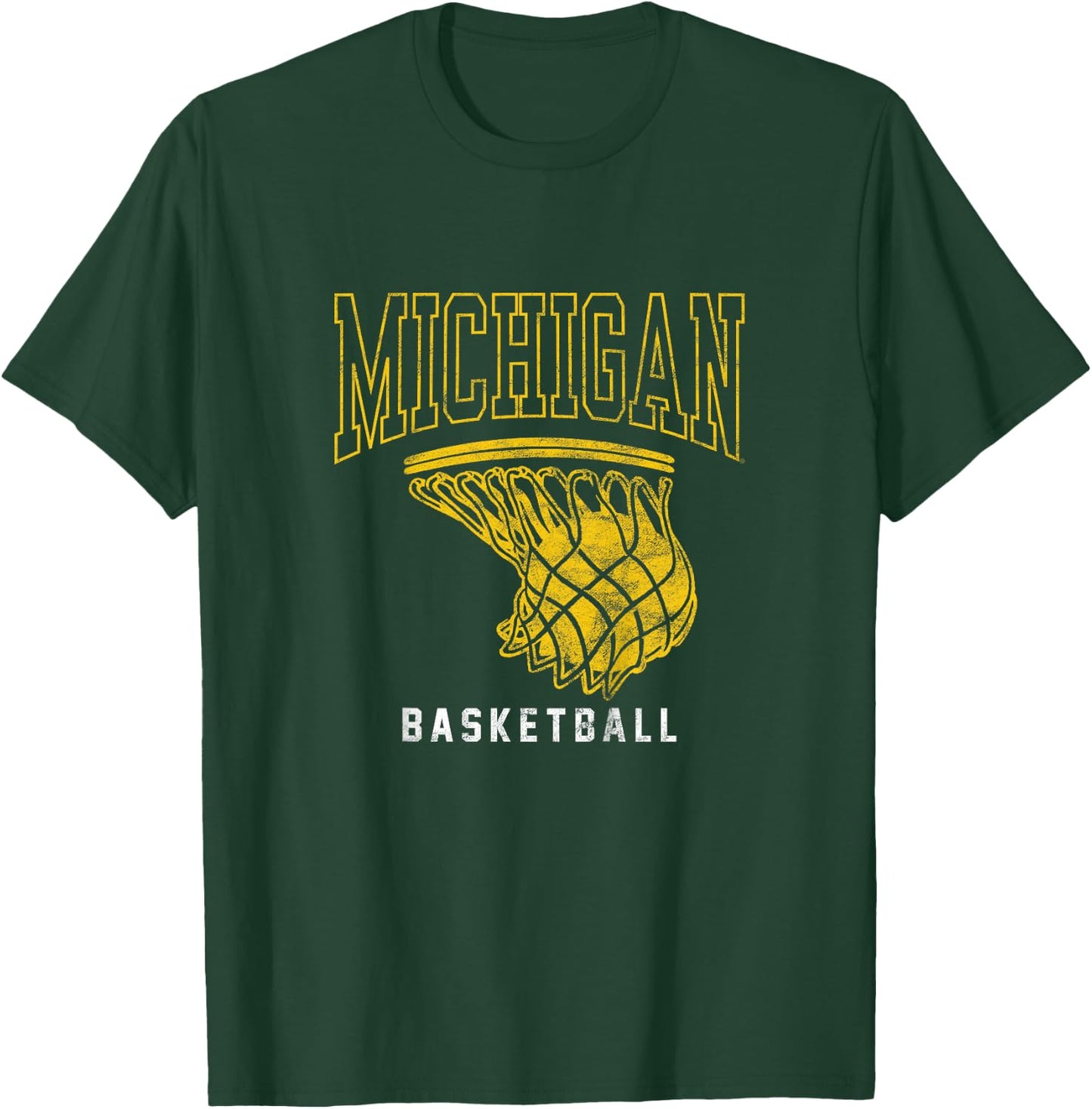 Kids University of Michigan Wolverines U of M Basketball Hoop T-Shirt - T-Shirt | Forest
