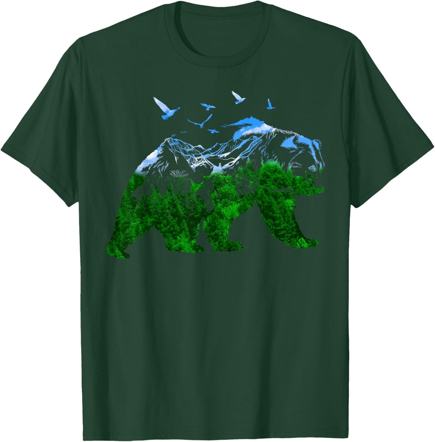 Bear Nature Outdoor Mountains Forest Trees Bear Wildlife T-Shirt - T-Shirt | Forest