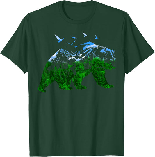 Bear Nature Outdoor Mountains Forest Trees Bear Wildlife T-Shirt - T-Shirt | Forest