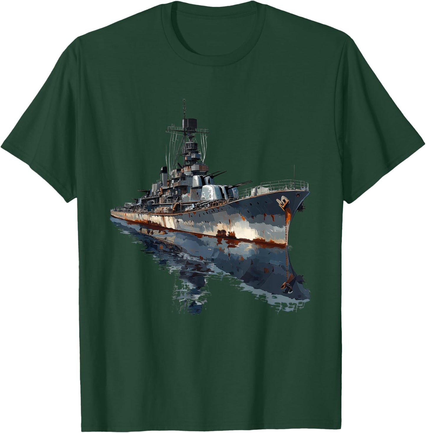 Warship Battleship Cruiser Naval Warfare T-Shirt - T-Shirt | Forest