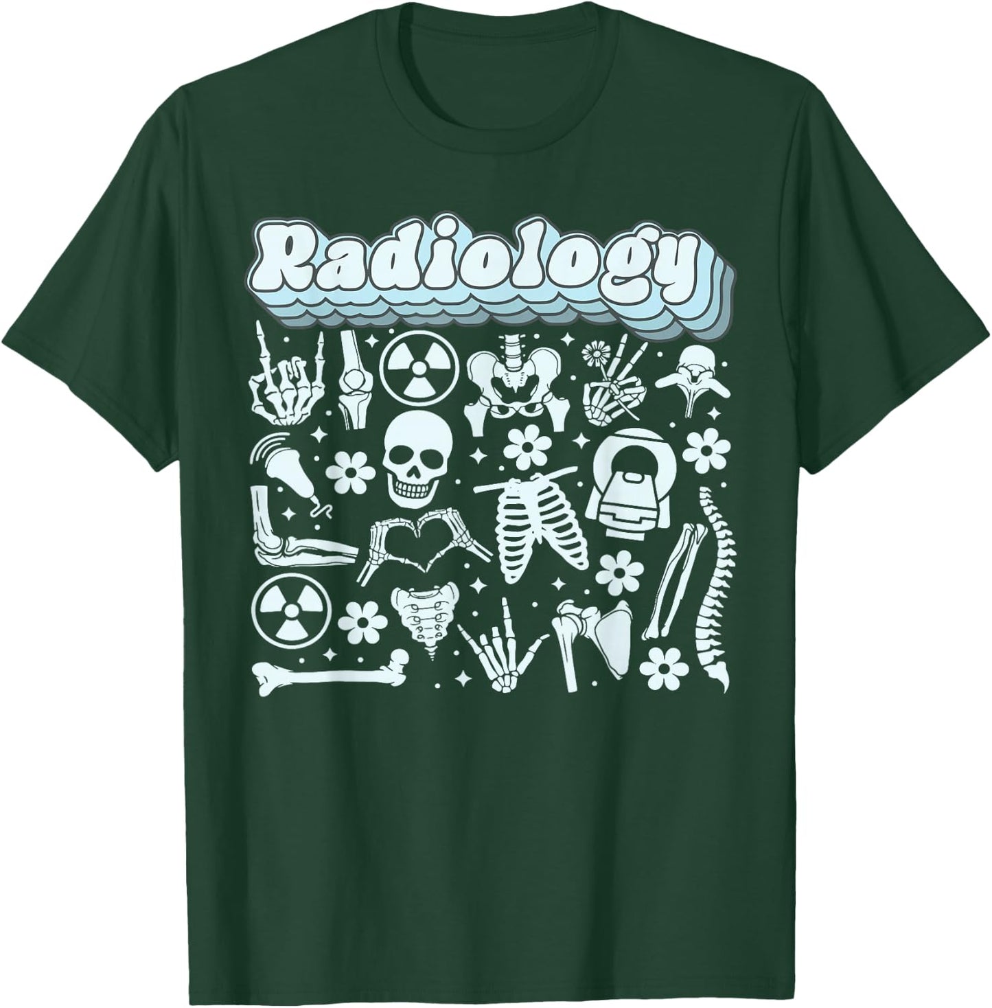 Retro Radiology X-ray Rad Tech Skeleton MRI Tech Graduation T-Shirt - T-Shirt | Forest