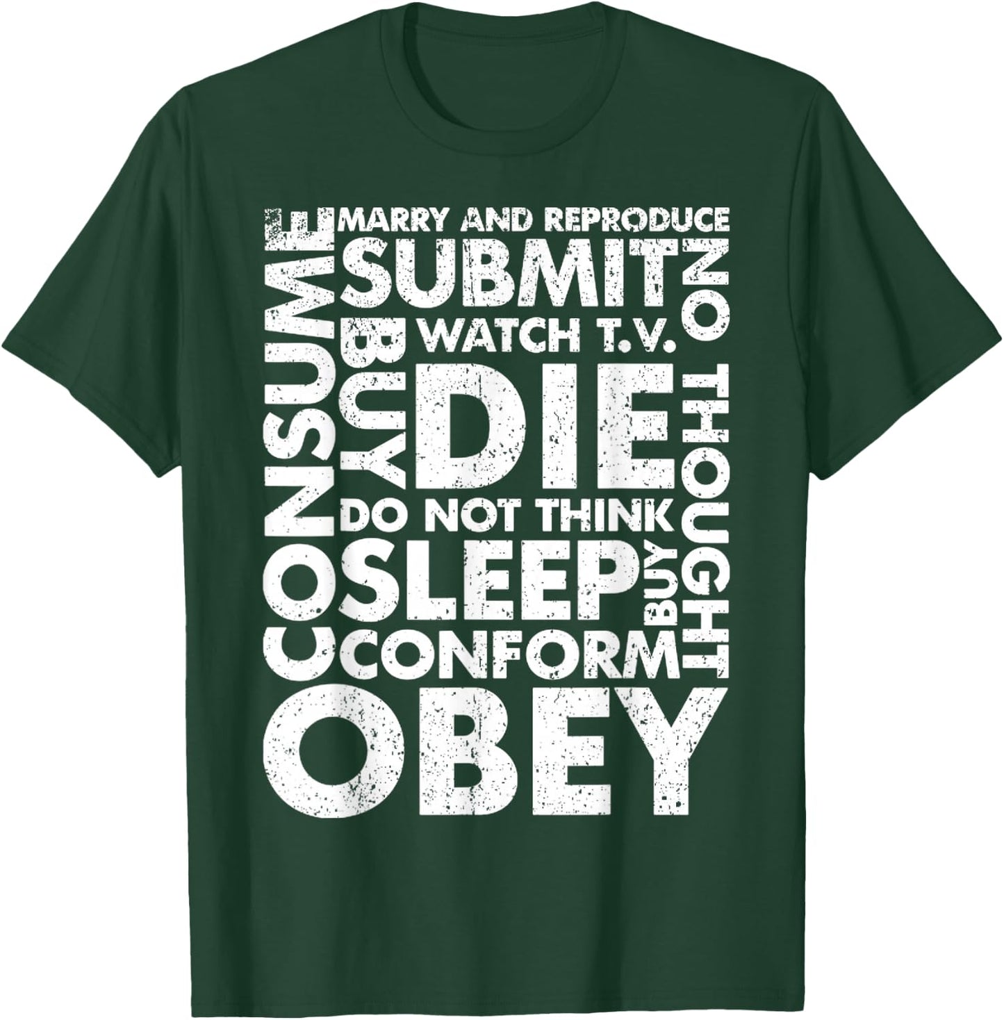 Vintage Obey, Consume, Sleep T-Shirt - T-Shirt | Forest