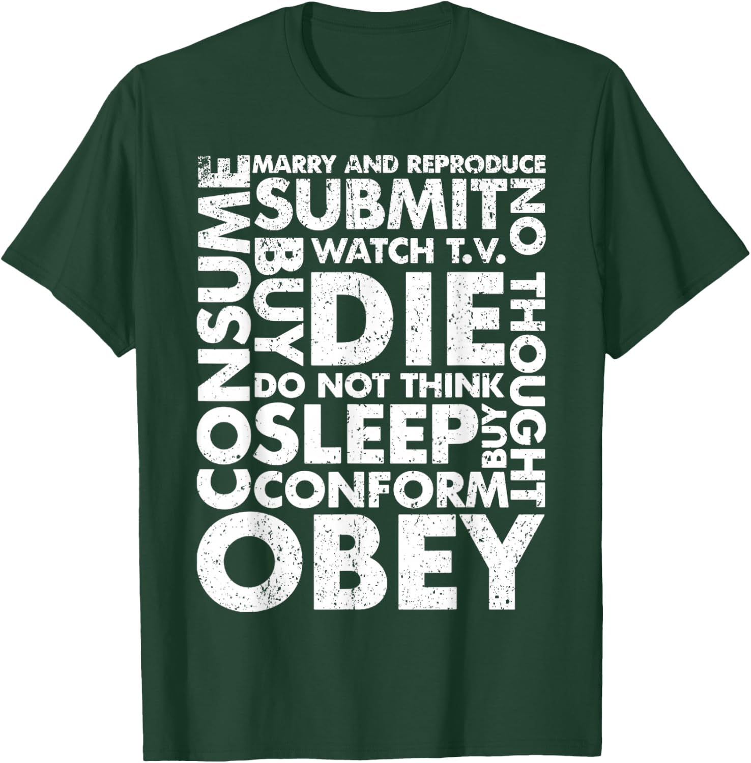 Vintage Obey, Consume, Sleep T-Shirt - T-Shirt | Forest