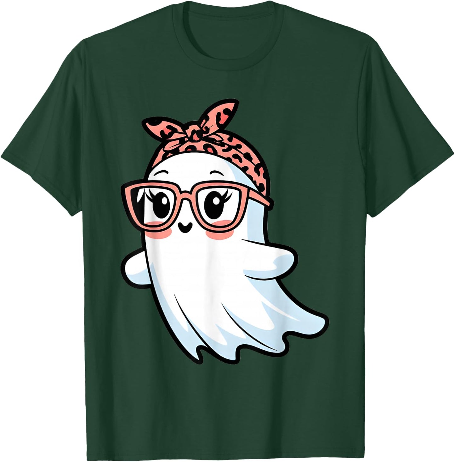 Cute Halloween Ghost Glasses Girl Ghost Costume Eyeglass T-Shirt - T-Shirt | Forest