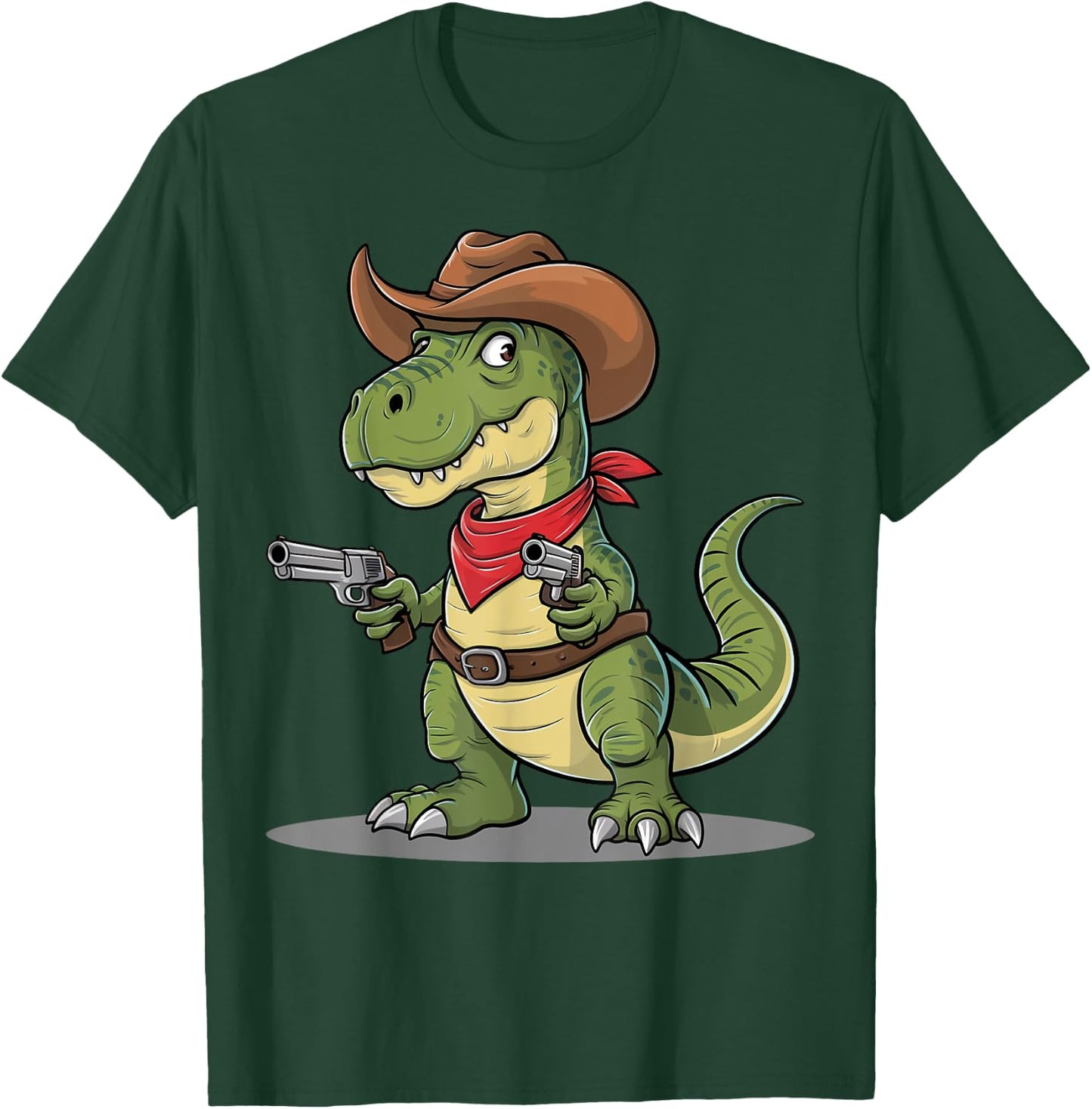 Funny Cowboy T Rex Dinosaur Wild West Country Boys Gift T-Shirt - T-Shirt | Forest
