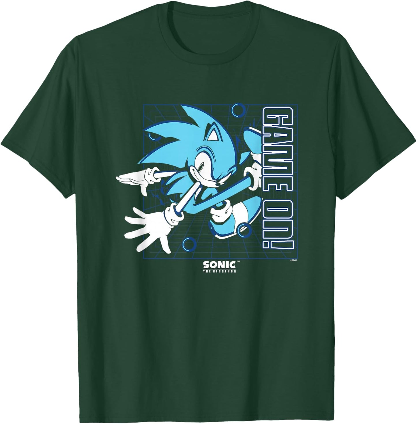 Sonic The Hedgehog Game On! Gold Rings Vintage Grid T-Shirt - T-Shirt | Forest