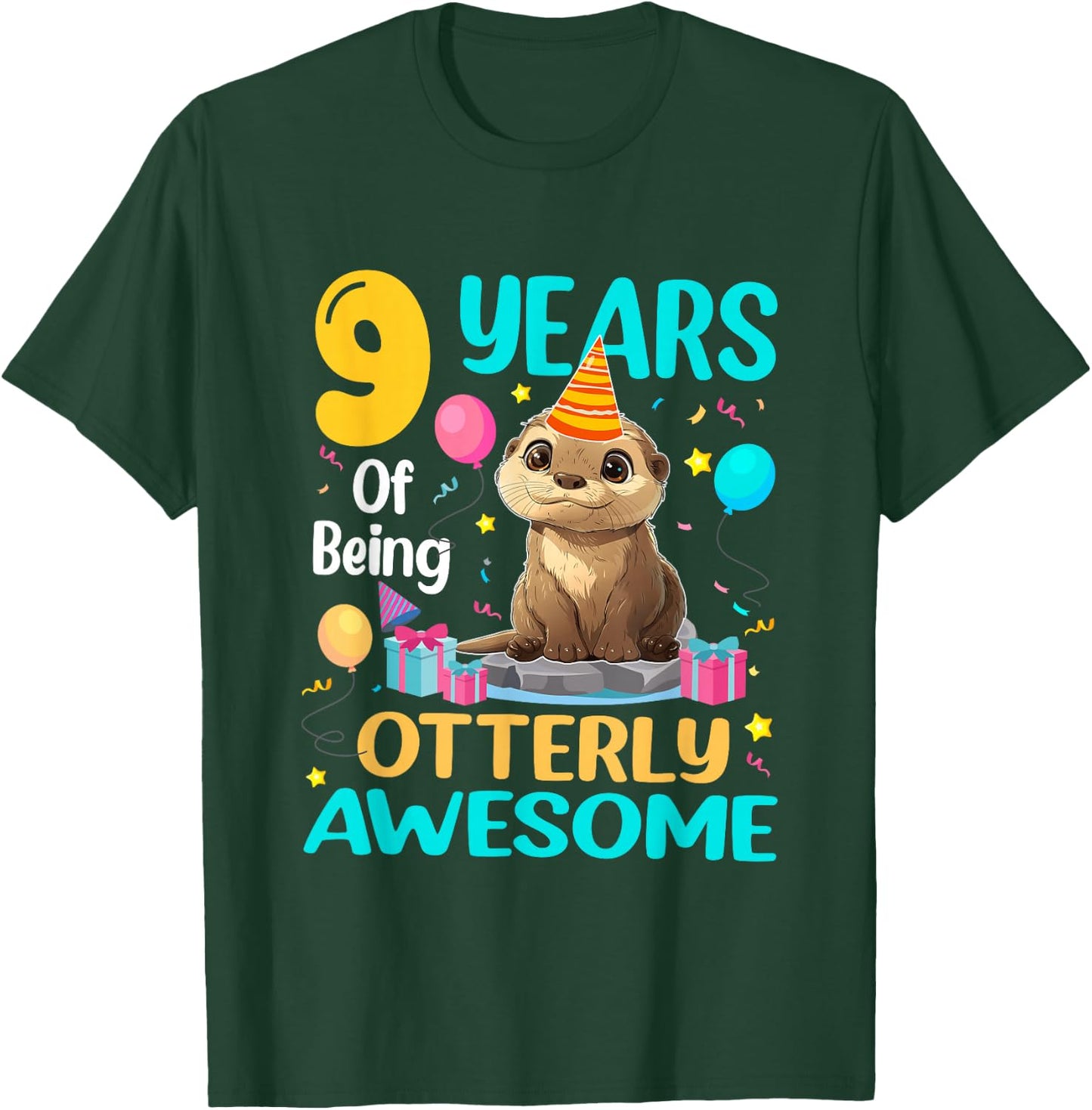 9th Birthday Otter Lover 9 Years Of Being Otterly Awesome T-Shirt - T-Shirt | Forest