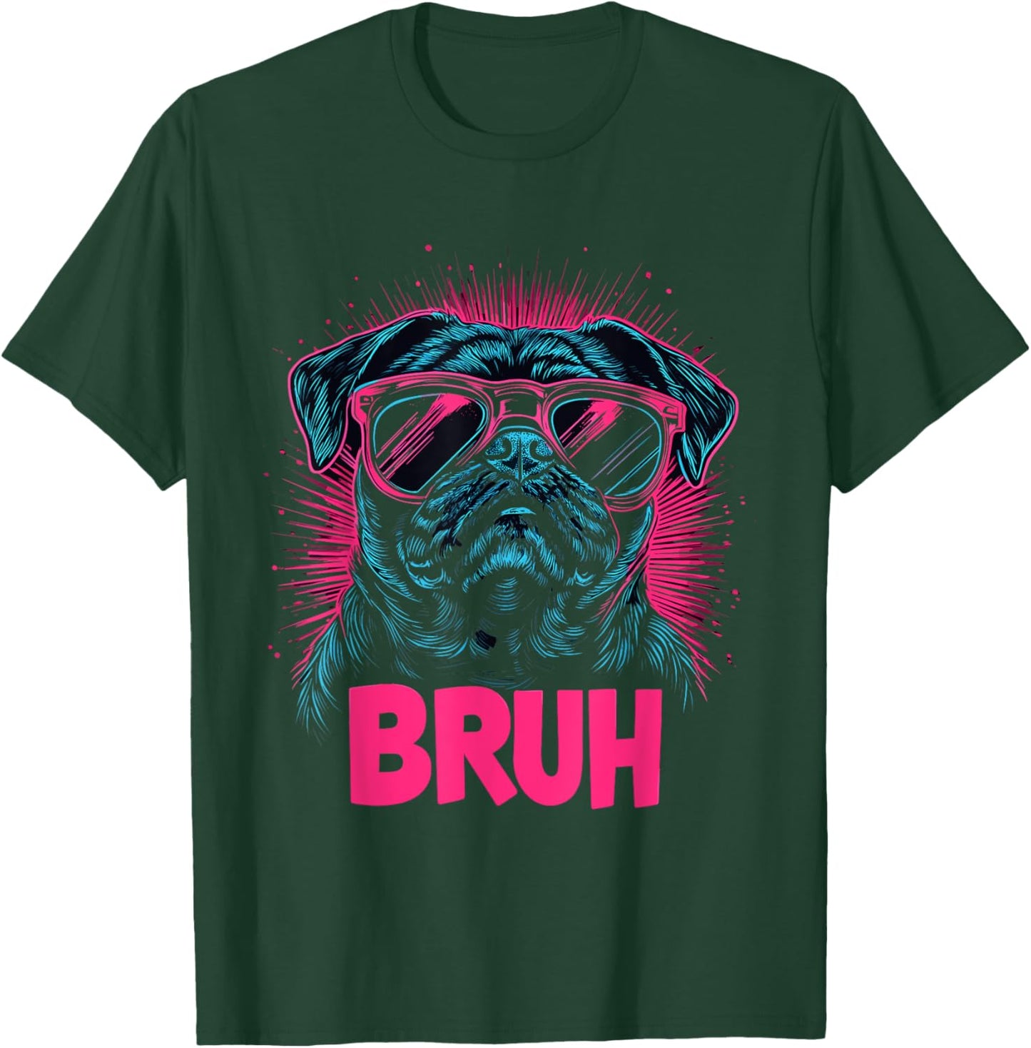 Pug says Bruh, Adorable Dog Funny Humor Fashion Men Kids T-Shirt - T-Shirt | Forest