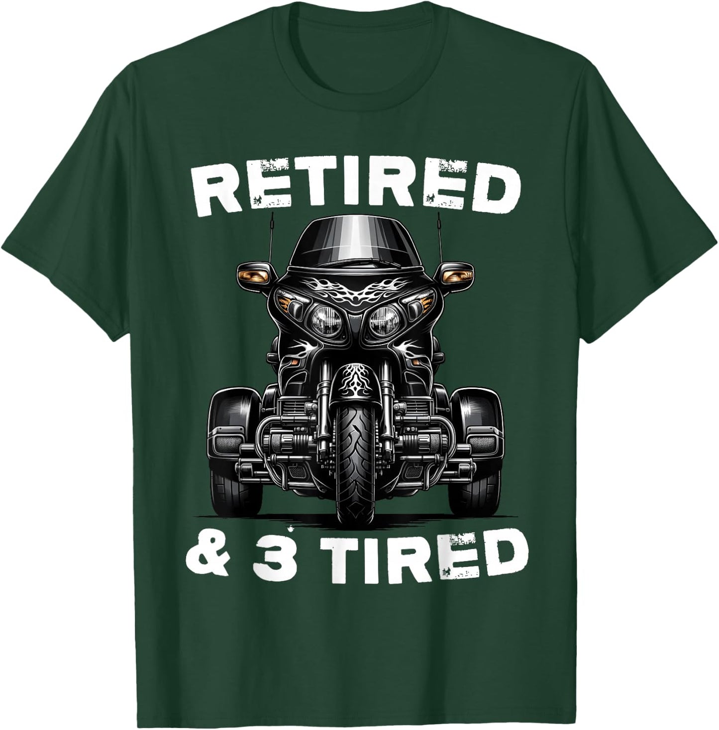 Retired Motorcycle trike Grandpa Three-wheeled Trike Dad T-Shirt - T-Shirt | Forest