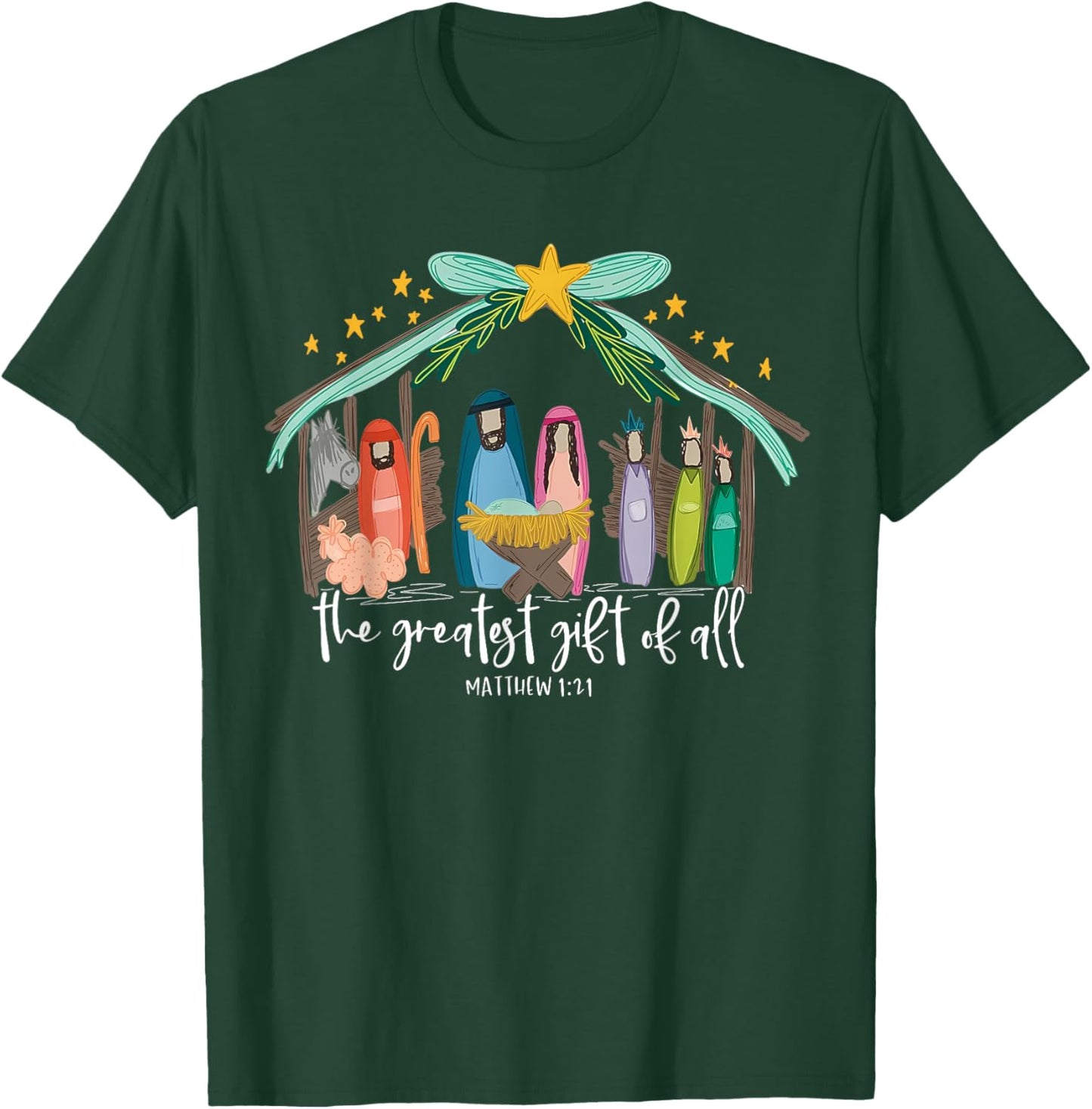 Greatest Gift Of All Nativity Christmas Baby Jesus Christian T-Shirt - T-Shirt | Forest