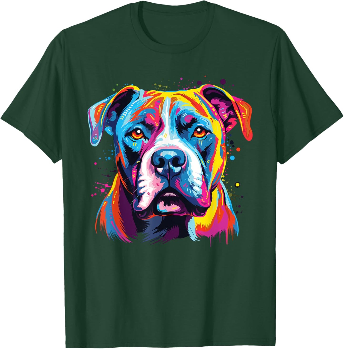 Watercolor Colorful American Bulldog Dog T-Shirt - T-Shirt | Forest