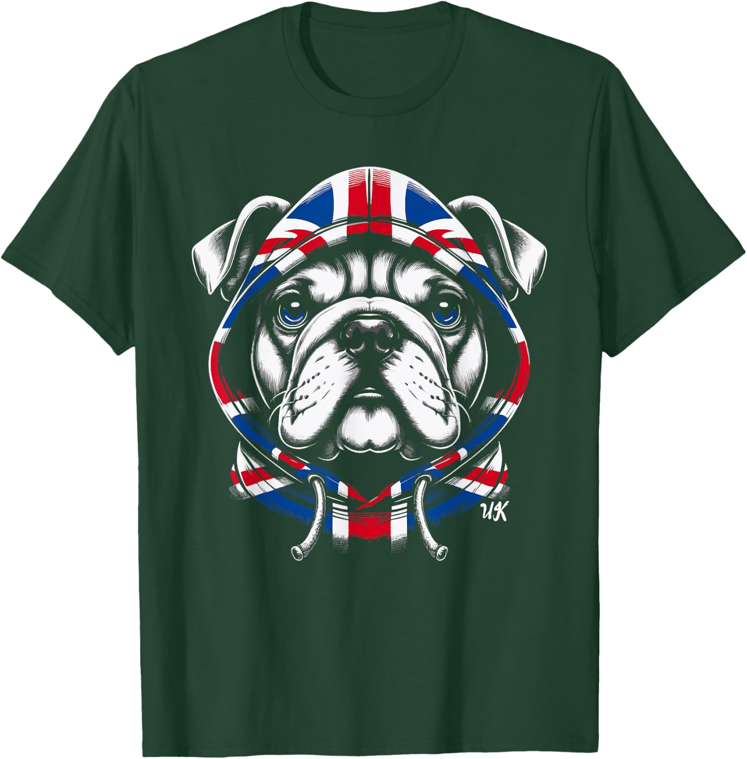 Bulldog UK British Flag England Men Women Kids T-Shirt - T-Shirt | Forest