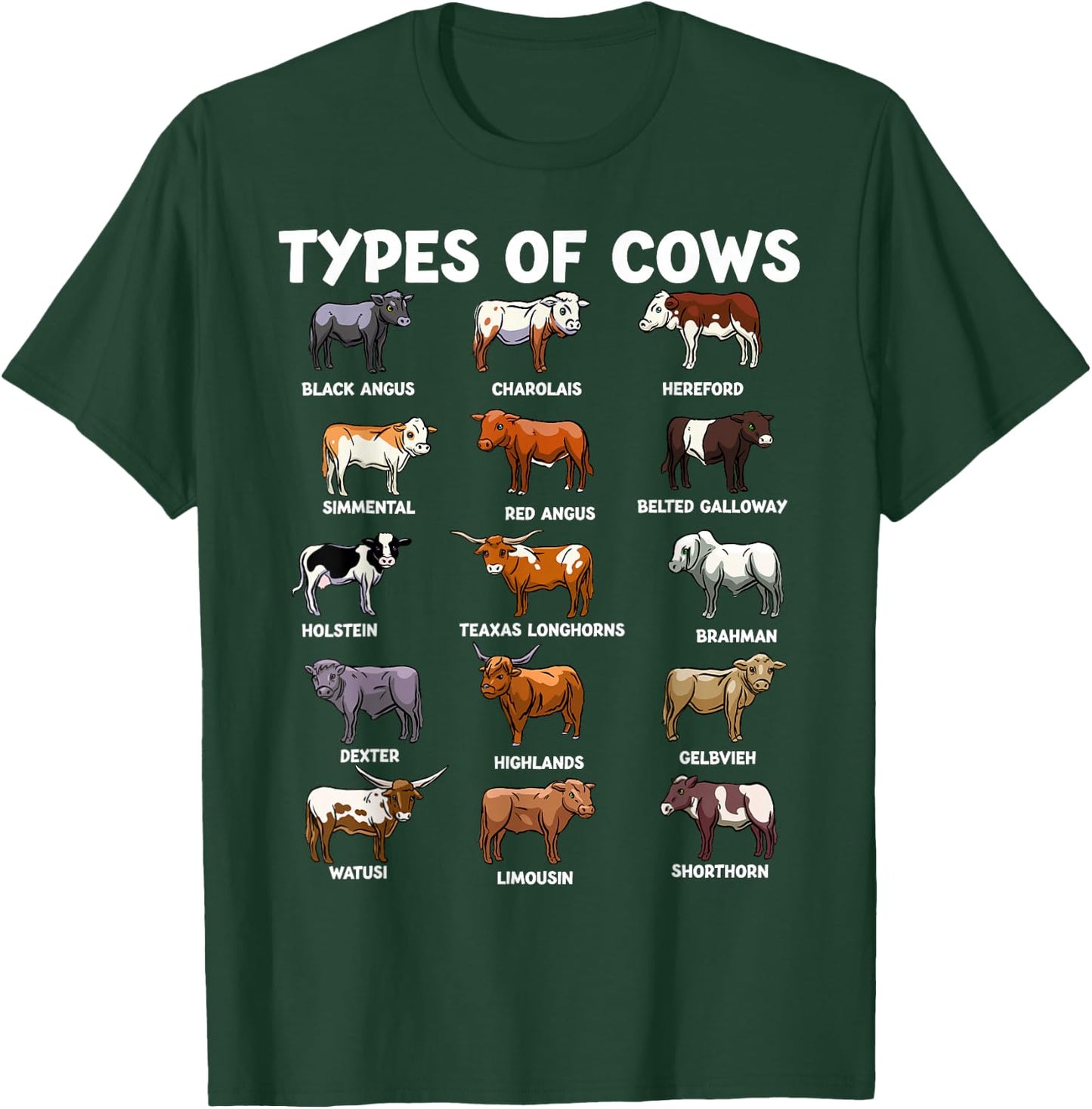Types Of Cows Funny Farmer Cow Costume Cute Farming T-Shirt - T-Shirt | Forest