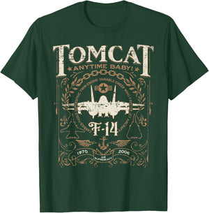 Classic F-14 Tomcat Military Fighter Jet Distressed Design T-Shirt - T-Shirt | Forest