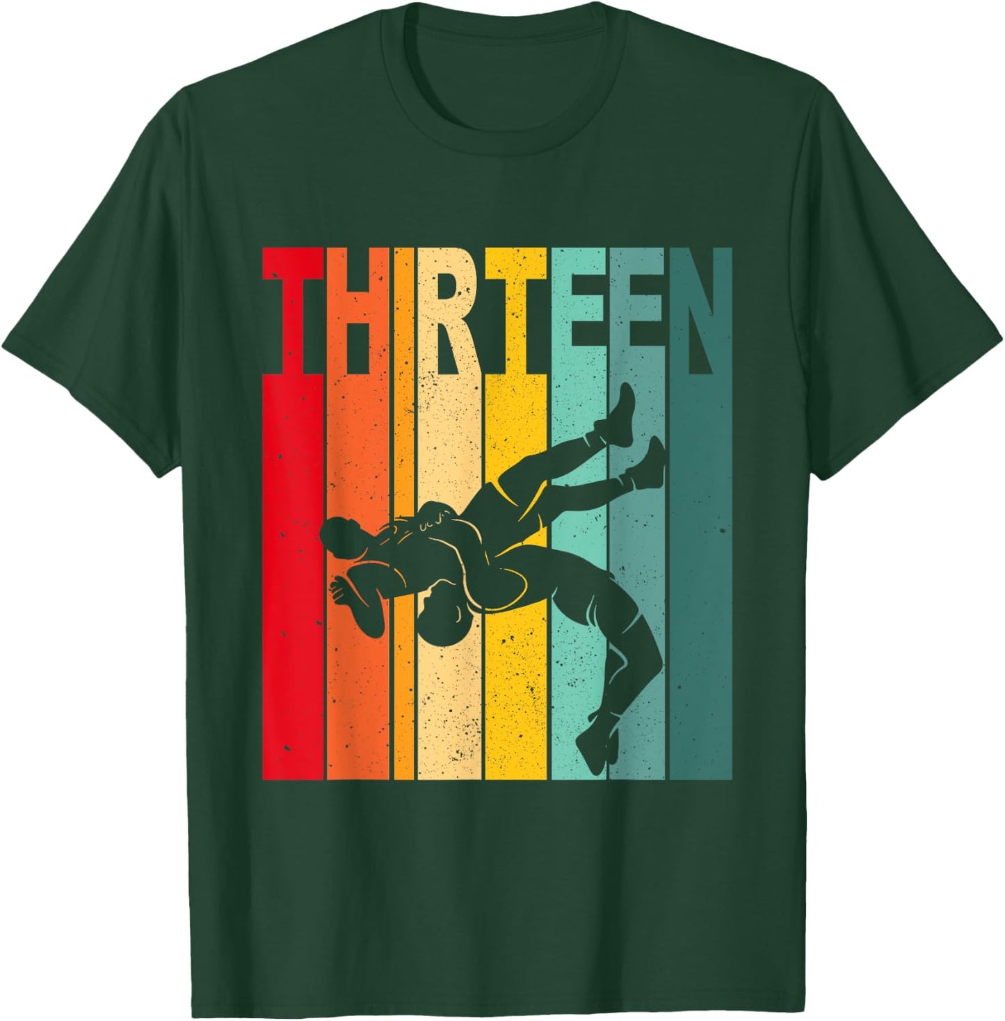 13th Retro Wrestling Theme 13 Year Old Kids Birthday T-Shirt - T-Shirt | Forest