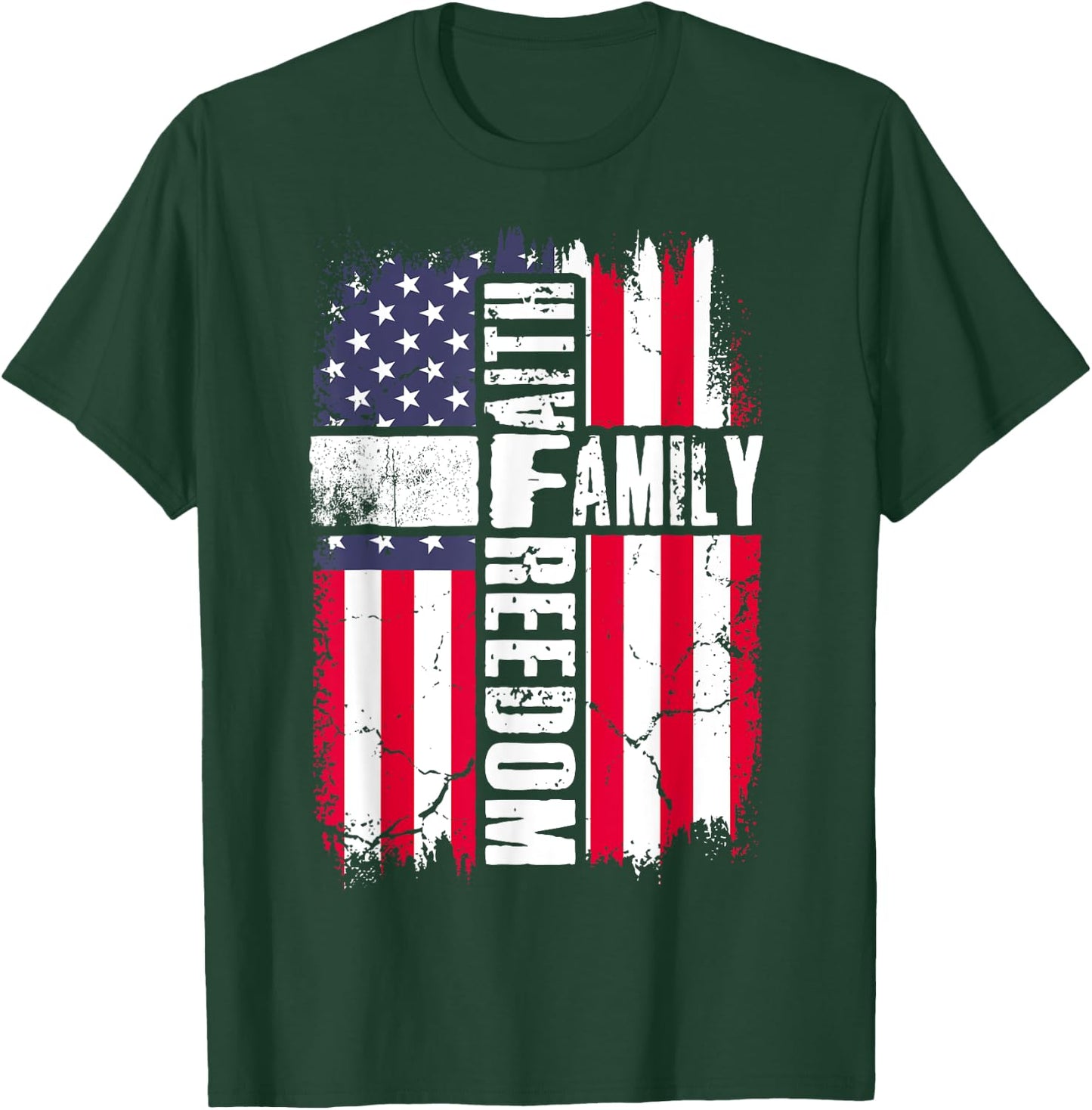 Faith Family Freedom - Patriotic Christian Jesus Bible Psalm T-Shirt - T-Shirt | Forest
