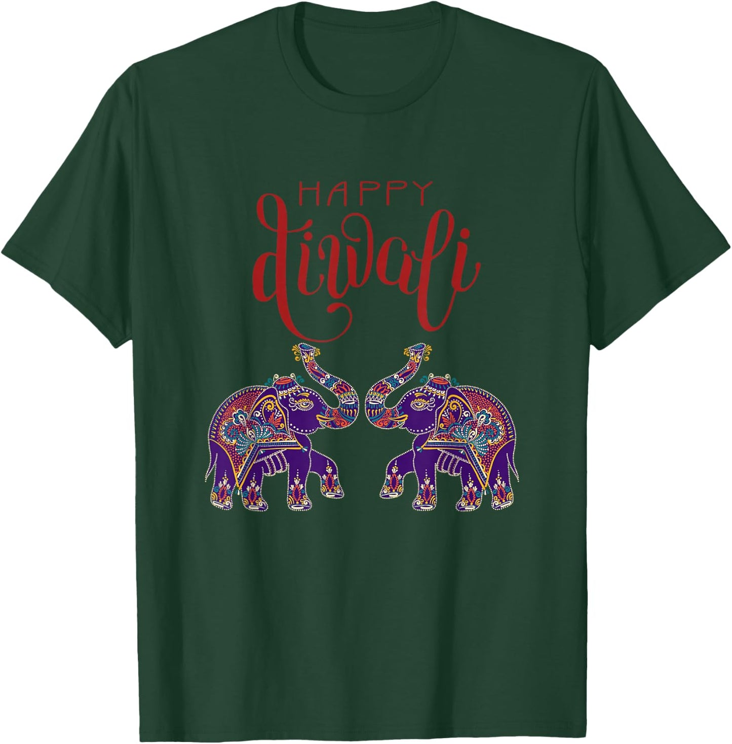 Colorful Elephant Happy Deepavali Diwali for Hindus T-Shirt - T-Shirt | Forest