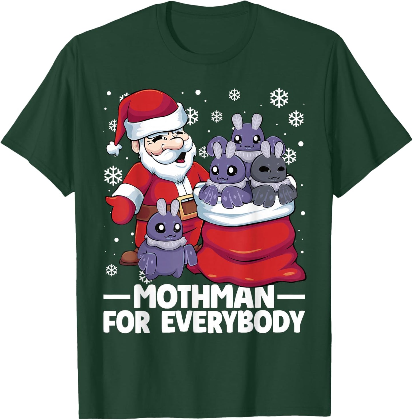 Mothman For Everybody Santa Christmas Mothman Funny T-Shirt - T-Shirt | Forest