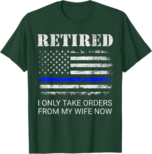 Cop Retirement Retired Police Officer Cop Funny - -Adults, Classic Fit, Short Sleeve, Black, Small T-Shirt - T-Shirt | Forest