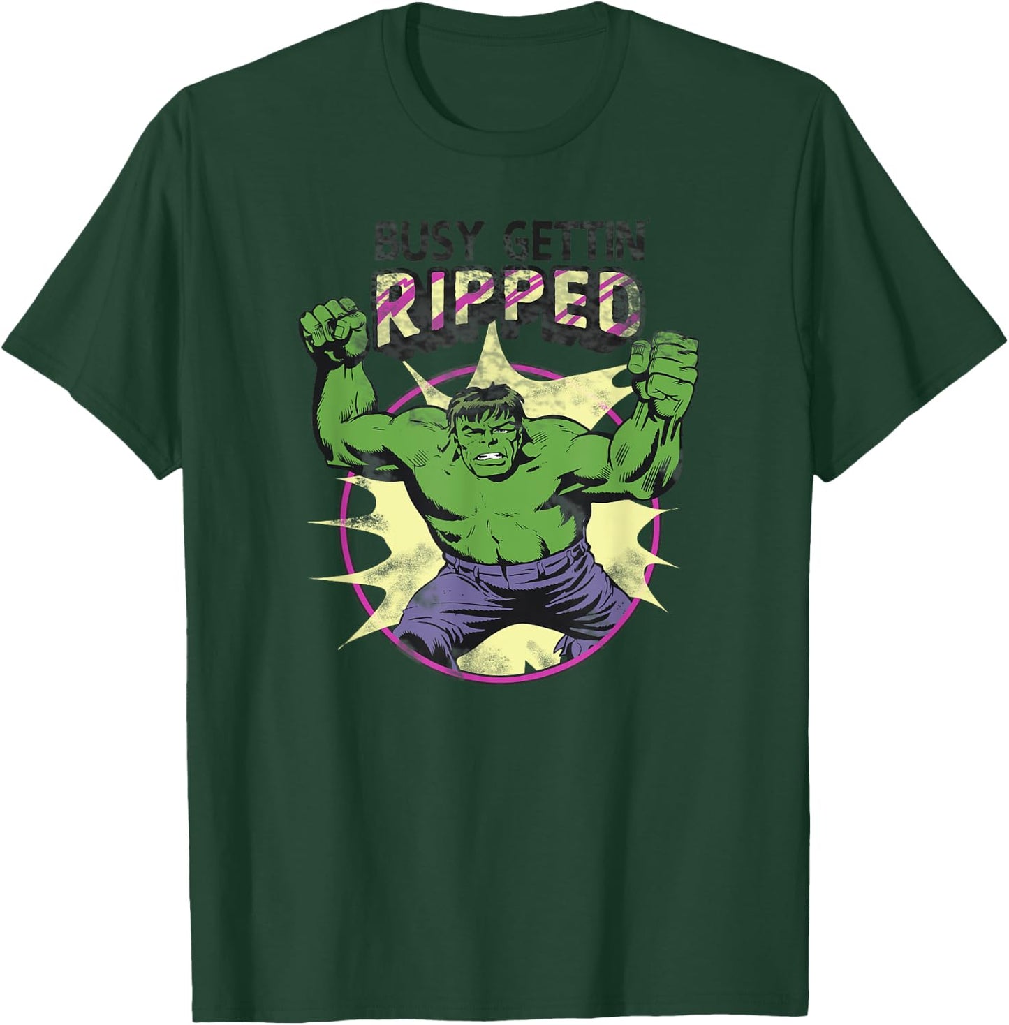 Marvel Avengers Incredible Hulk Busy Gettin' Ripped Vintage T-Shirt - T-Shirt | Forest