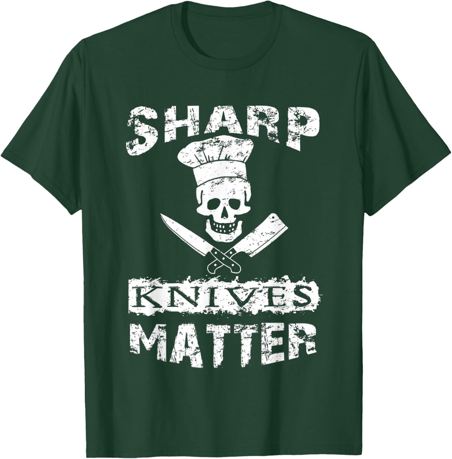 Sharp Knives Matter Chef Skull With Knives T-Shirt - T-Shirt | Forest