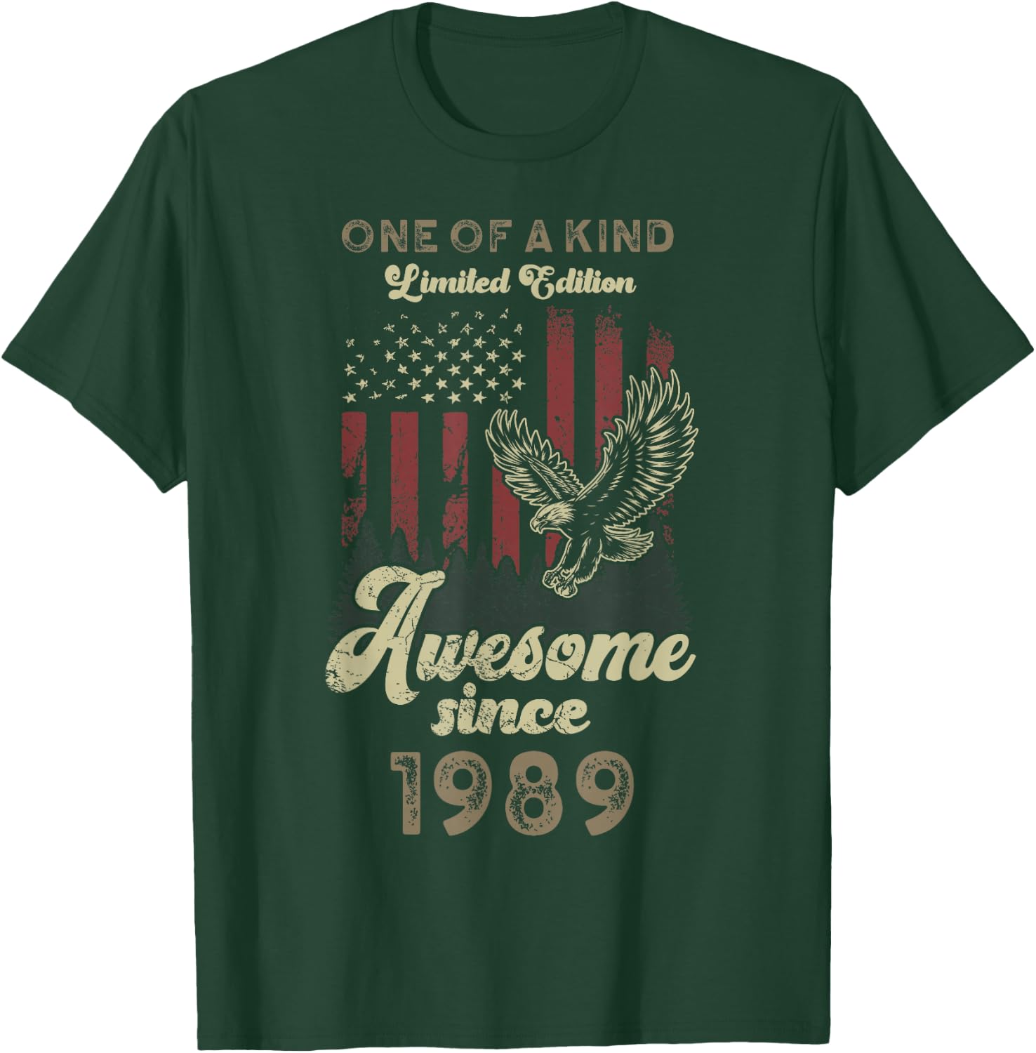 1989 American Flag Eagle 37th Birthday Patriotic T-Shirt - T-Shirt | Forest