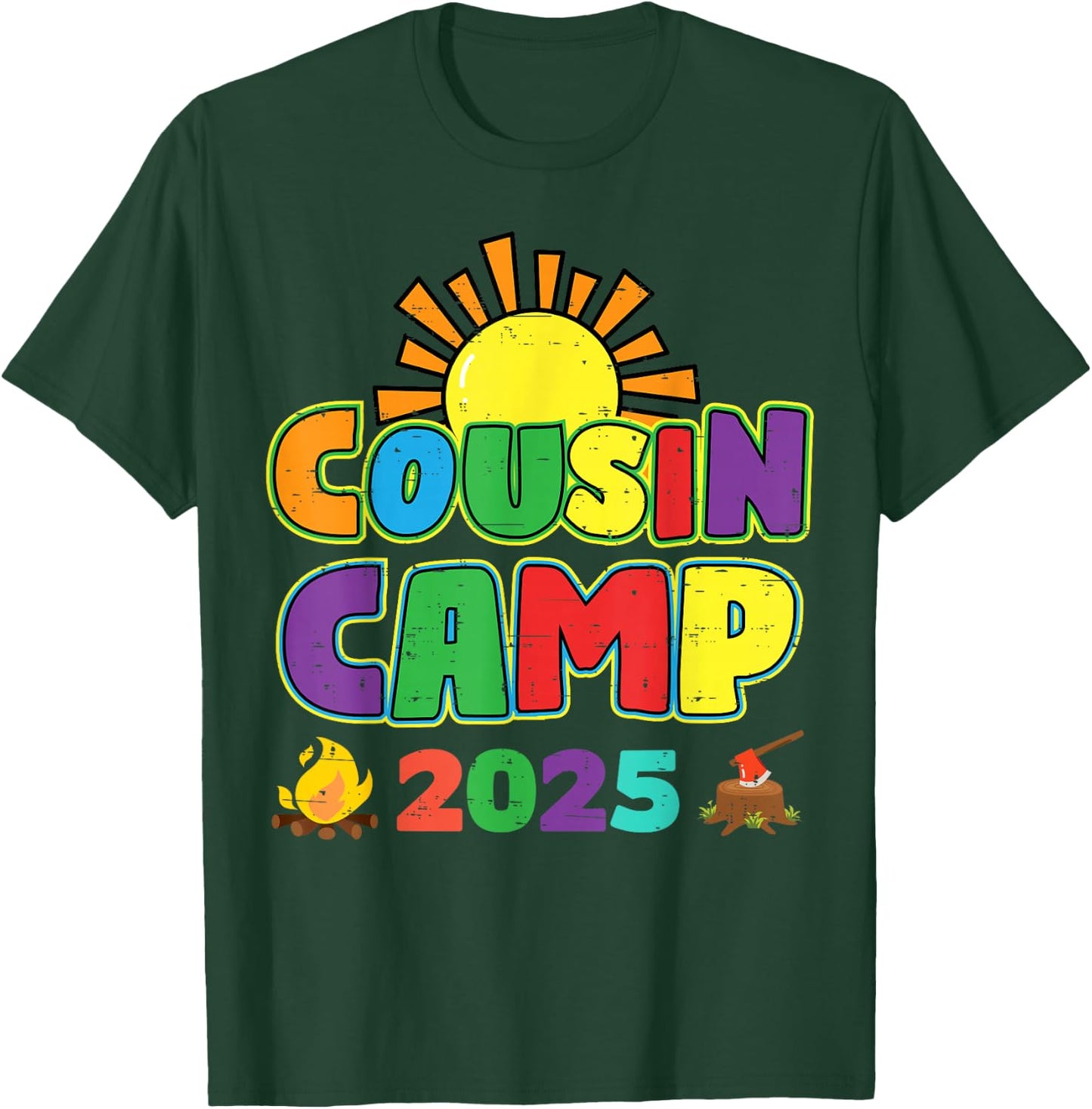 Cousin Camp 2025 Family Vacation Summer Camping Crew T-Shirt - T-Shirt | Forest
