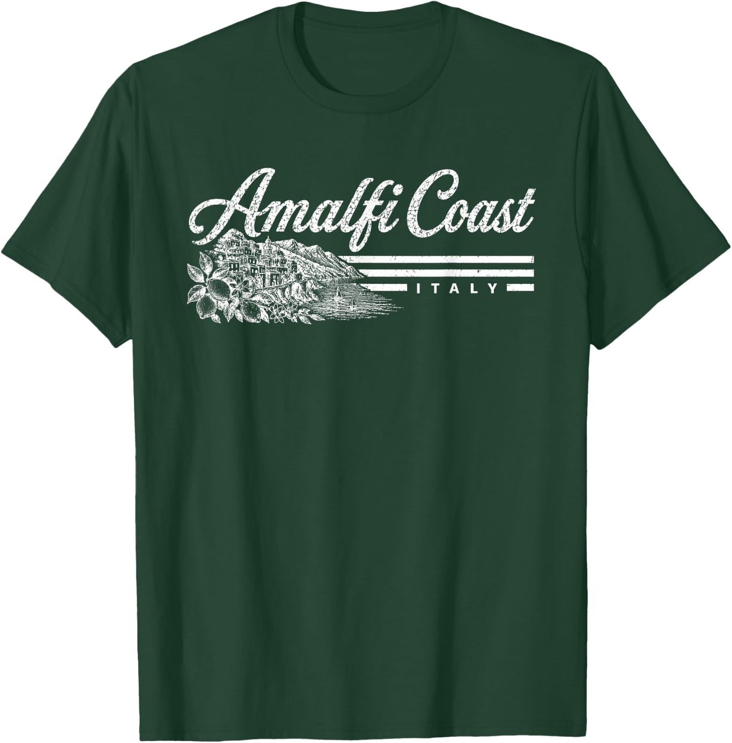 Amalfi Coast Italy Vintage Retro Travel Destination T-Shirt - T-Shirt | Forest