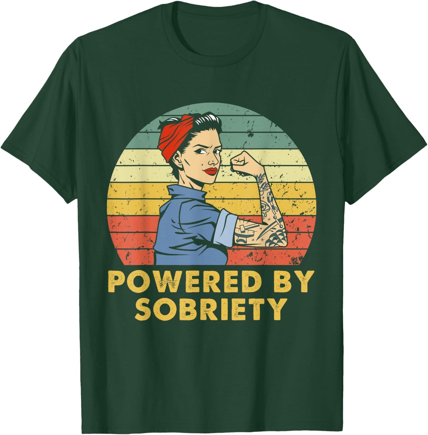 Powered By Sobriety Alcoholics Anonymous AA Sober Women T-Shirt - T-Shirt | Forest
