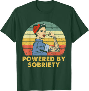 Powered By Sobriety Alcoholics Anonymous AA Sober Women T-Shirt - T-Shirt | Forest