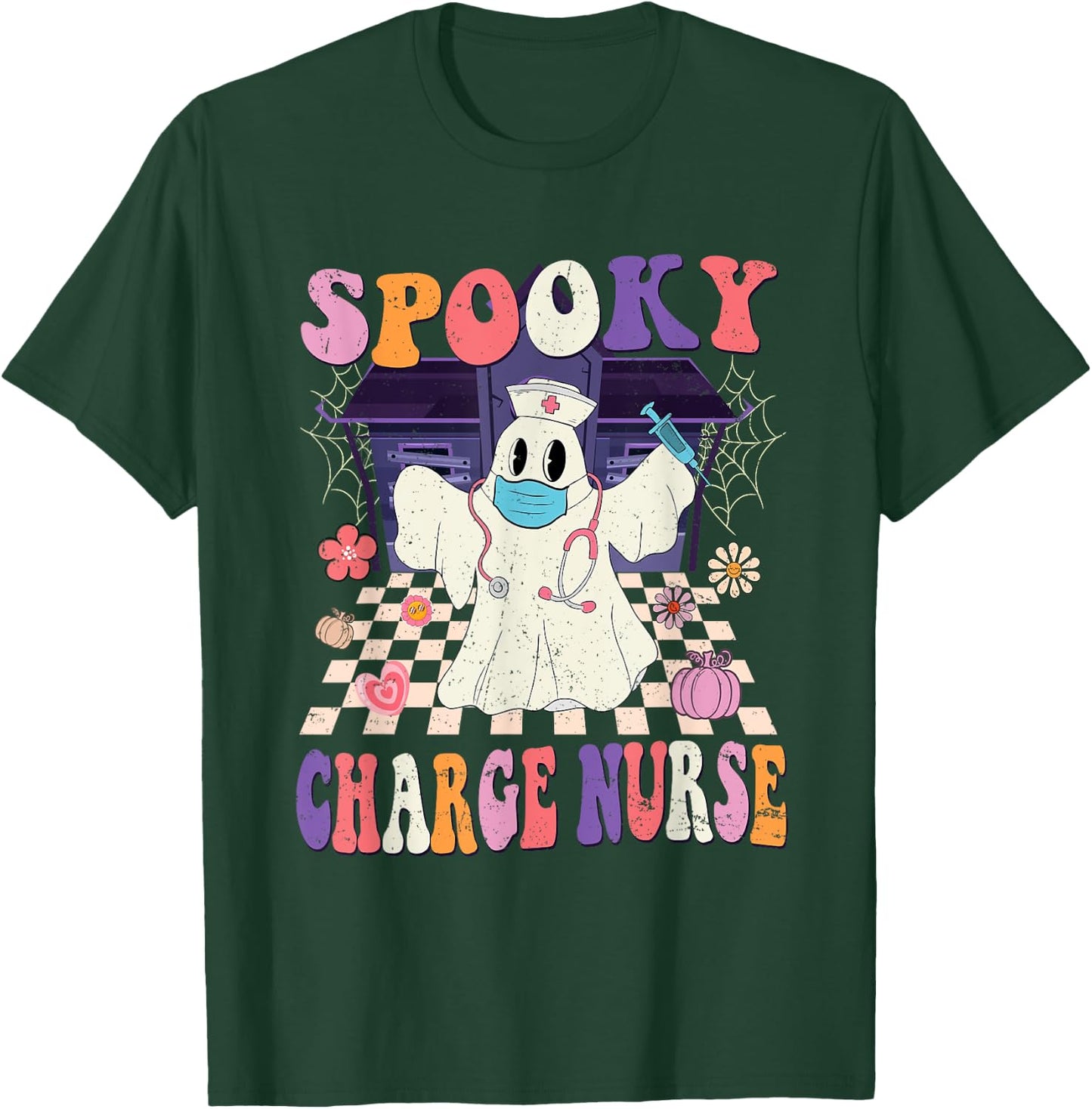 Groovy Spooky Charge Nurse Funny Halloween Costume T-Shirt - T-Shirt | Forest