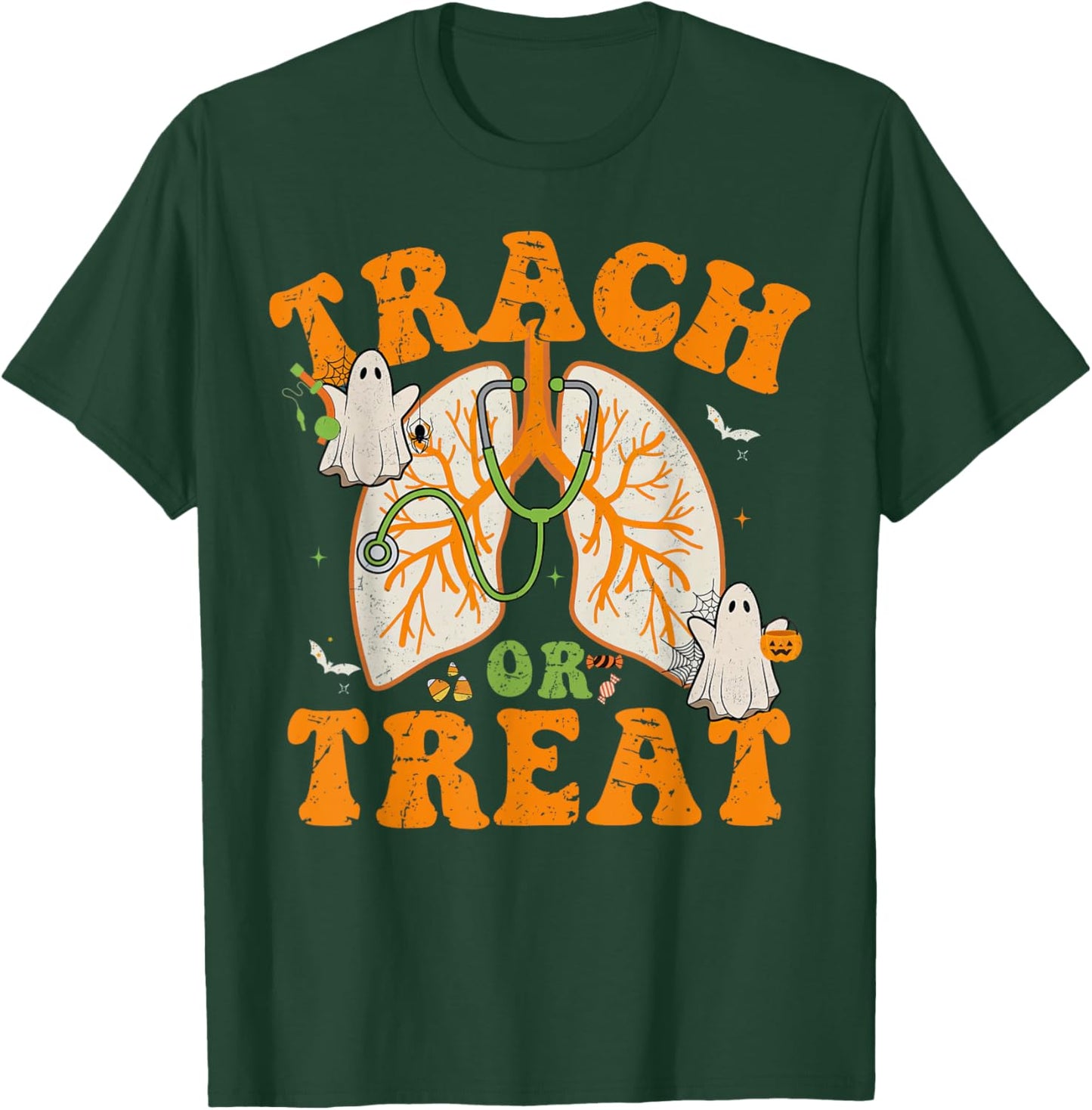 Lung Squad Trach Or Treat Respiratory Therapist Halloween T-Shirt - T-Shirt | Forest