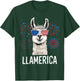 Funny Llamerica Fourth July American Flag Firework Graphic T-Shirt - T-Shirt | Forest
