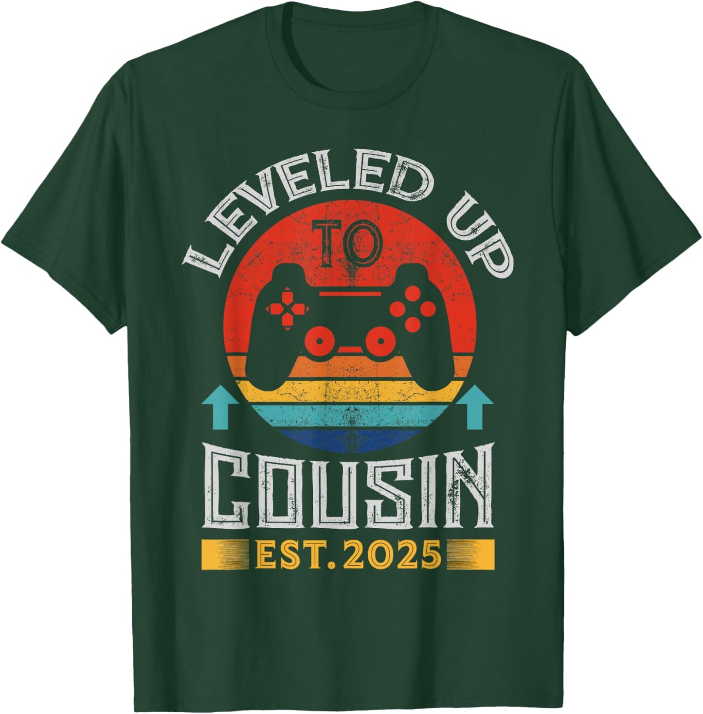 Promoted to Cousin 2025 Leveling Up to Big Cousin 2025 Gamer T-Shirt - T-Shirt | Forest