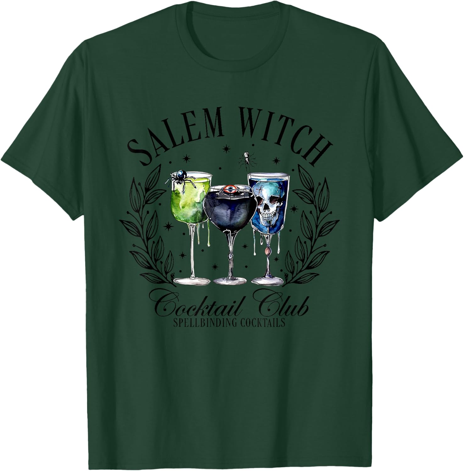 Salem Witch Cocktail Club, Retro Halloween Witchy T-Shirt - T-Shirt | Forest