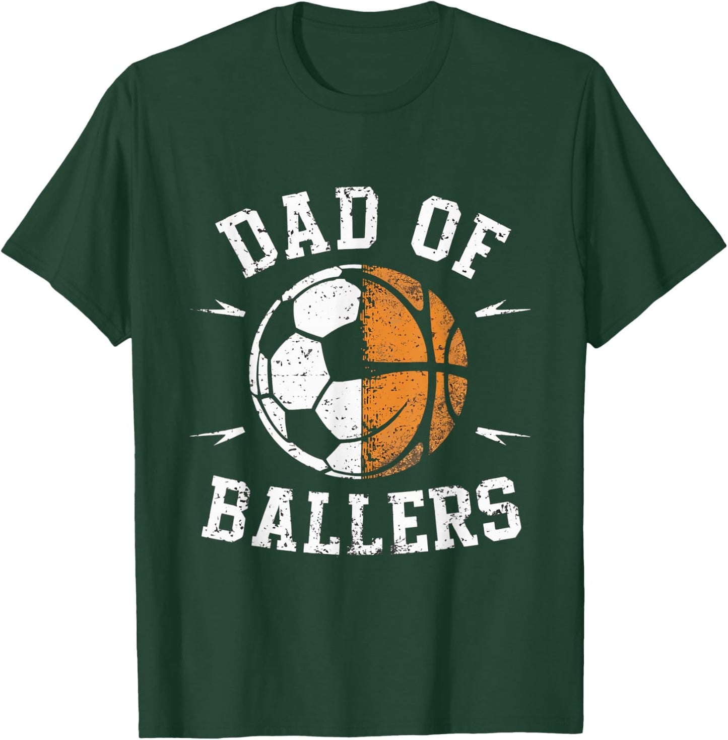 Dad of Ballers Basketball Soccer Ball Fathers Day Coach T-Shirt - T-Shirt | Forest