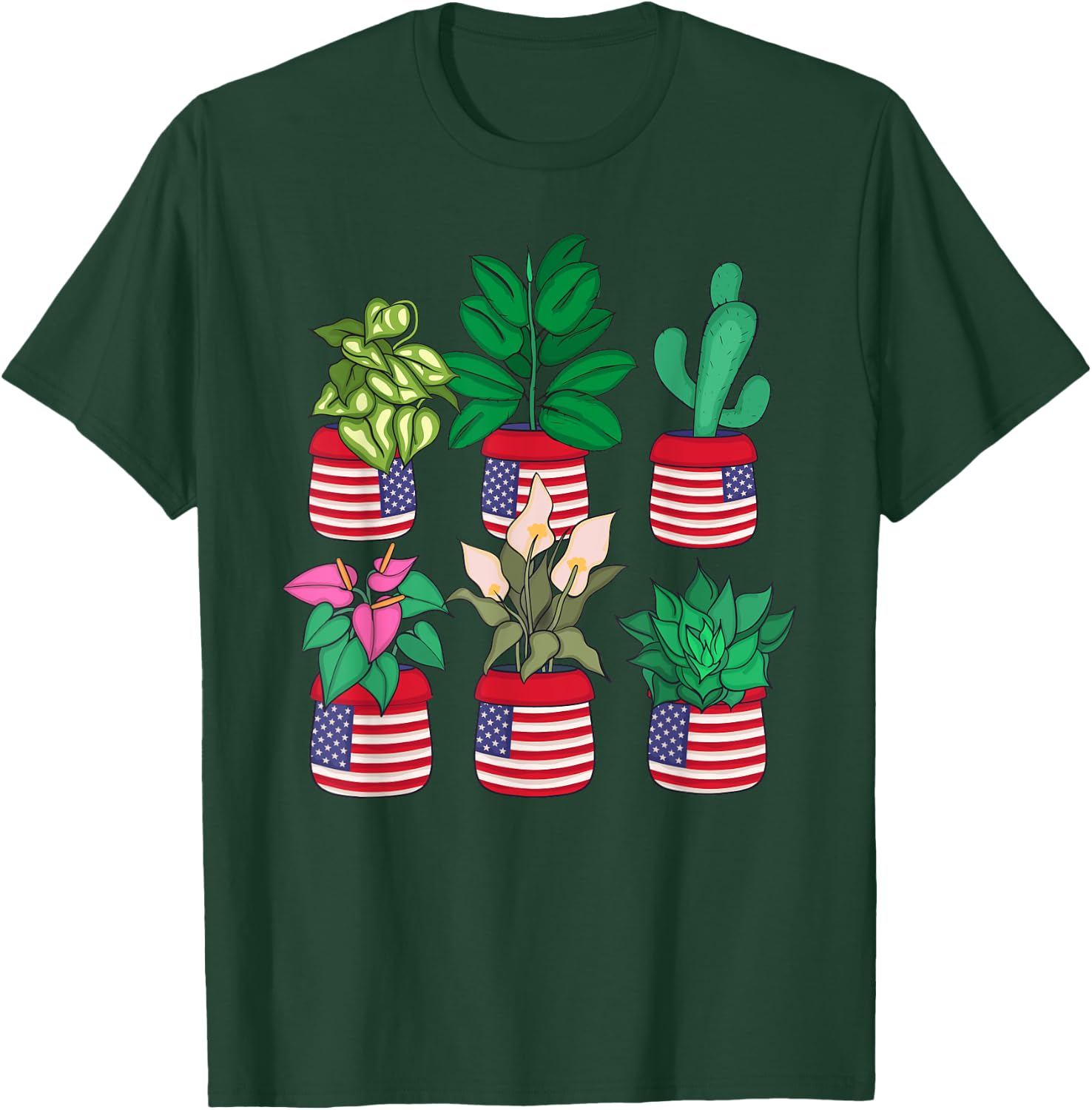 Plant Lover 4th Of July Women Florist Plants T-Shirt - T-Shirt | Forest